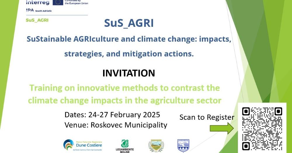 SuS_AGRI - Invitation for training on innovative methods to compare the impacts of climate change in the agricultural sector